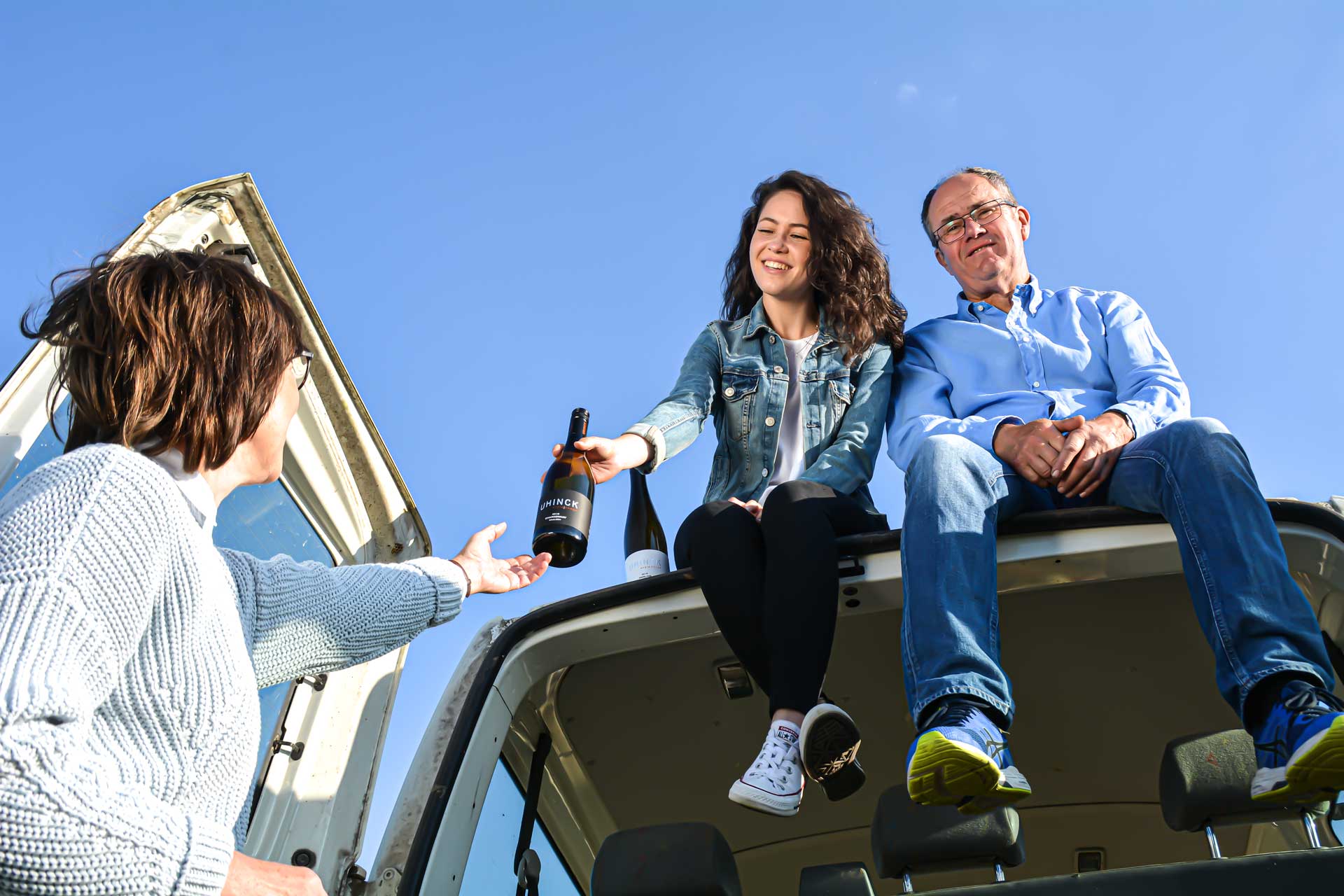 Bärbel, Uli und Sophie vom Weingut Uhinck